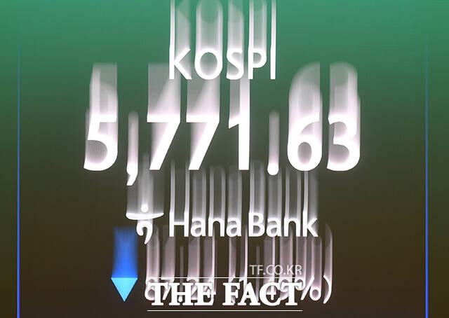 미국과 이란의 종전 협상이 결렬된 가운데 13일 오전 서울 중구 하나은행 본점 딜링룸 전광판에 지수가 표시되고 있다. /박상민 기자