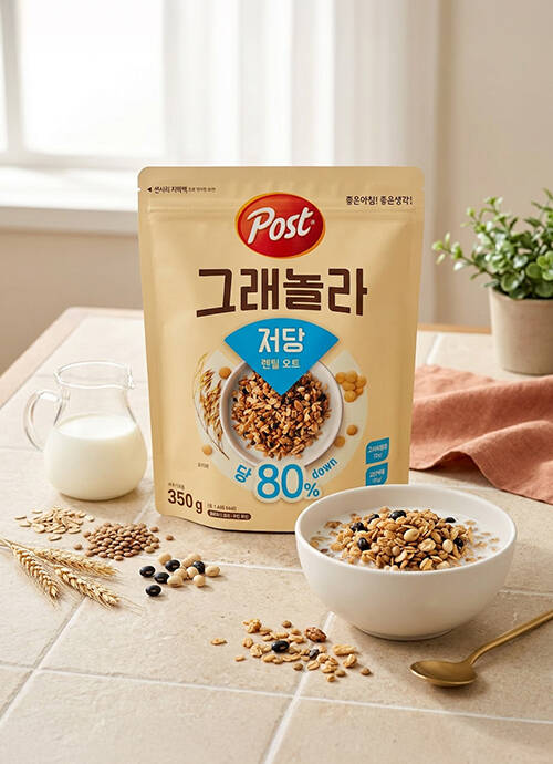 동서식품이 당 함량을 대폭 줄인 신제품 '포스트 그래놀라 저당 렌틸 오트'를 선보인다. /동서식품
