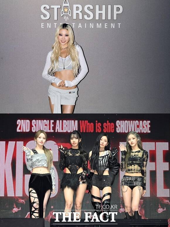 2026년은 2월 동계올림픽과 6월 지방선거, 올림픽 등이 예정돼 있어 4, 5월에 컴백이 몰리고 있다. 사진은 7일 Whats a girl to do로 컴백한 우주소녀 다영(위)과 6일 Who is she로 컴백한 키스오브라이프가 각각 인터뷰와 미디어 쇼케이스에 참석한 모습이다./스타쉽엔터테인먼트, 송호영 기자