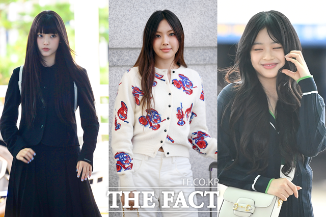 그룹 뉴진스의 해린 혜인 하니(왼쪽부터)가 덴마크 코펜하겐에서 촬영 중인 모습이 목격돼 컴백 기대감이 높아지고 있다./더팩트DB