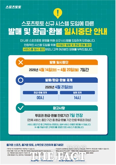 스포츠토토 발매중단 관련 포스터.