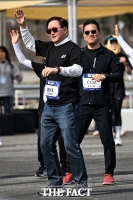  우기홍·송보영, 함께 몸푸는 '대한항공·아시아나' [포토]