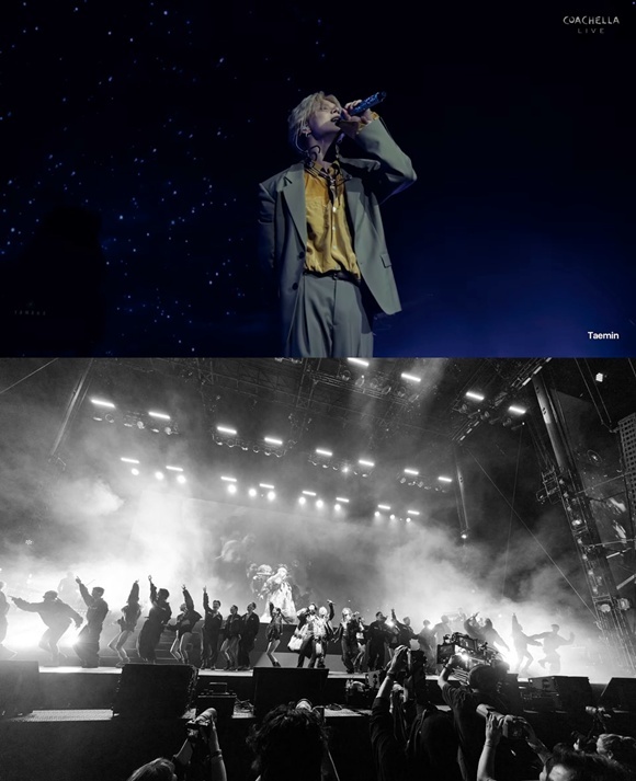 그룹 샤이니의 멤버 태민(위)과 그룹 빅뱅이 2026 코첼라 무대로 팬들과 만났다. /각 레이블