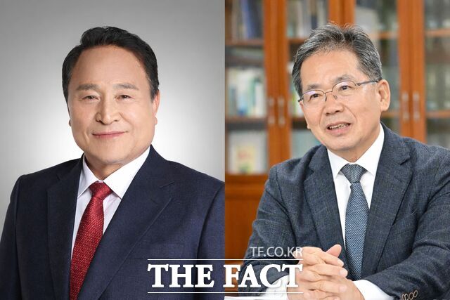 국민의힘 군위군수 선거 막바지 공천 경합이 격화되고 있다. 김영만 전 군수(왼쪽)와 김진열 현 군수(오른쪽). /각 후보 캠프