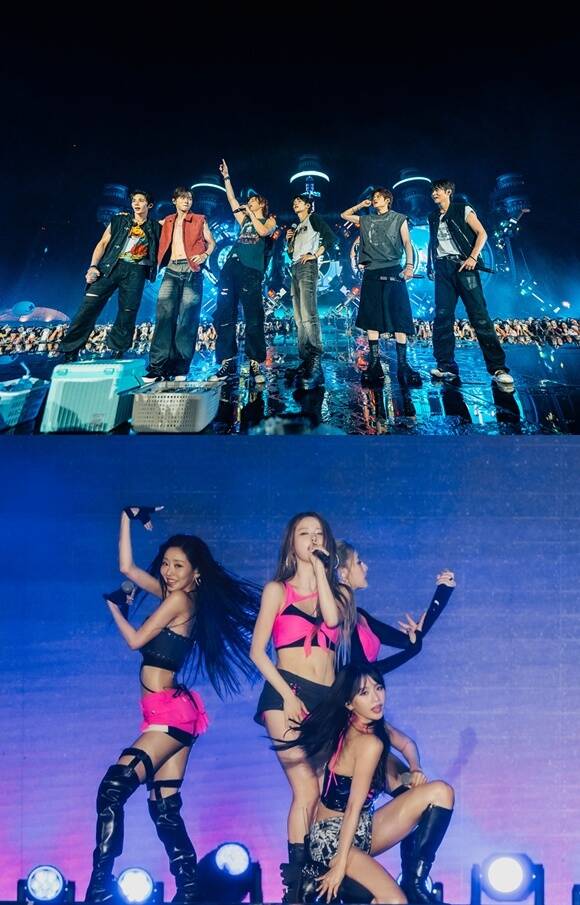 그룹 라이즈(위)와 키스오브라이프가 2026 워터밤 서울 라인업에 이름을 올렸다. /SM엔터테인먼트, S2엔터테인먼트