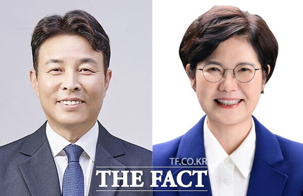 더불어민주당 대전시 서구청장 경선 결선 투표를 진행하는 전문학(왼쪽)·신혜영 예비후보. /전문학·신혜영 예비후보 캠프