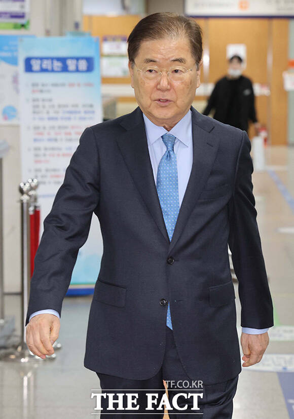 법정에 출석하고 있는 정의용 전 국가안보실장.