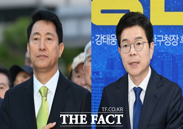 6·3 지방선거의 최대 승부처인 서울시장 선거가 국민의힘 오세훈 후보와 더불어민주당 정원오 후보의 맞대결로 압축됐다. 왼쪽부터 오세훈 서울시장, 정원오 더불어민주당 서울시장 후보. /더팩트 DB