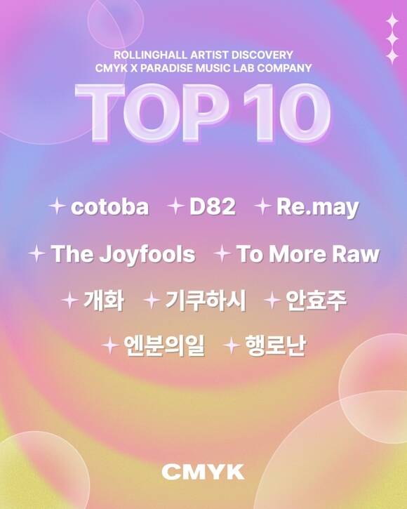 라이브클럽 롱링홀이 신인 뮤지션 발굴 프로젝트 'CMYK 2026'이 본선 진출자 10팀을 발표했다./롤링홀