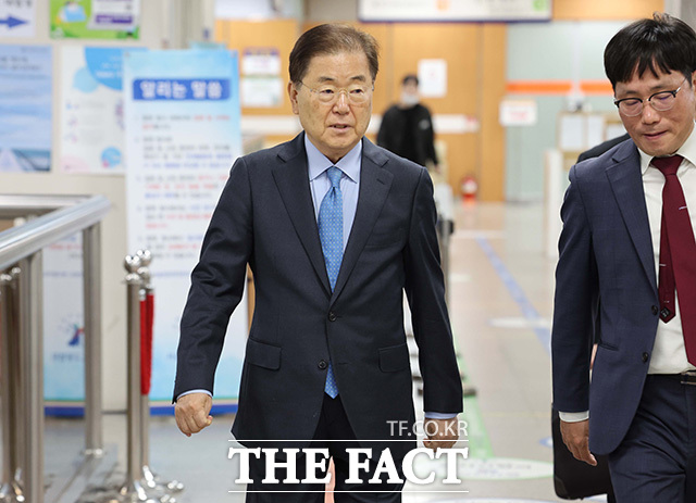 법정에 출석하고 있는 정의용 전 국가안보실장.