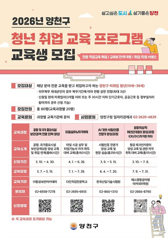 양천구가 공항 보안검색, AI 기반 시험인증 전문가 등을 양성한다. /양천구