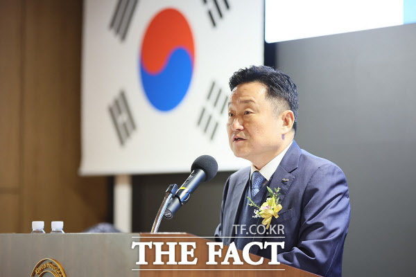 최인호 주택도시보증공사(HUG) 사장이 취임사를 하고 있다. /주택도시보증공사