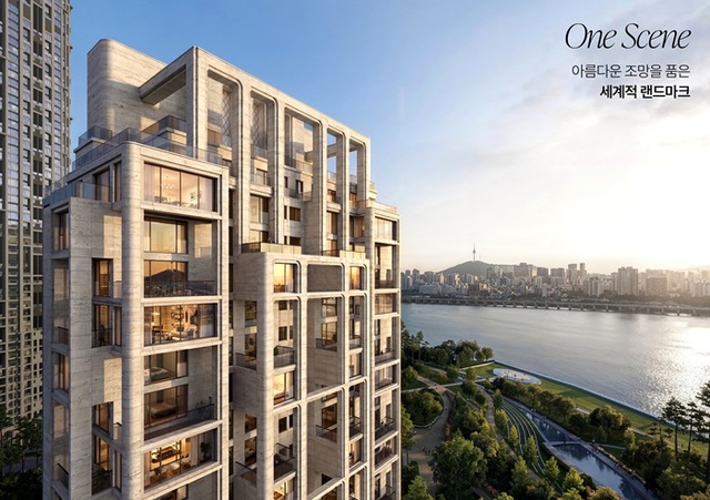 현대건설은 22일 'OWN THE ONE' 비전 아래 압구정 현대의 헤리티지를 계승하면서도 미래 주거의 새로운 기준을 제시하는 '단 하나의 대도시(ONE City)' 청사진을 제시했다. 사진은 압구정3구역에 제시한 랜드마크 설계. /현대건설