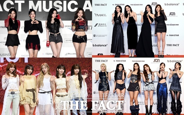 4세대 대표 걸그룹인 ITZY 에스파 엔믹스 르세라핌(왼쪽 위부터 시계 방향)이 5월 연이어 출격한다. ITZY는 '2024 TMA' 에스파와 엔믹스는 '2025 TMA', 르세라핌은 지난해 미니 5집 쇼케이스 당시 모습. /더팩트 DB