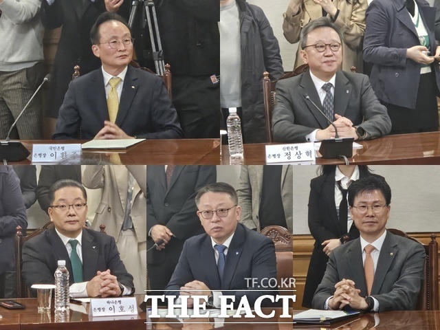 23일 금융권에 따르면 (왼쪽부터 차례대로) 이환주 KB국민은행장, 정상혁 신한은행장, 이호성 하나은행장, 정진완 우리은행장, 강태영 NH농협은행장은 22일부터 24일까지 이어지는 이재명 대통령의 베트남 국빈 방문 일정에 동행 중이다. /이선영 기자