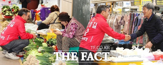 국민의힘이 6·3 지방선거 성주군수 후보로 최종 확정된 정영길 후보가 성주시장에서 지지를 호소하고 있다. /정영길 후보 캠프