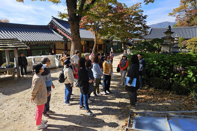 영주시티투어 이용객들이 선비촌을 탐방하고 있다. /영주시