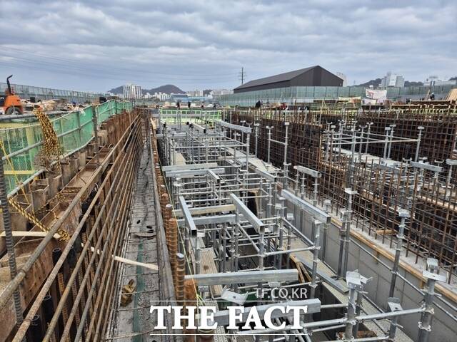 군산시 산북분구 침수예방사업 유수지 공사 현장 /군산시