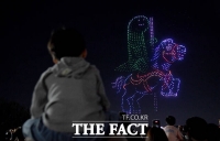  목마 타고 바라보는 '한강 불빛 공연' [포토]