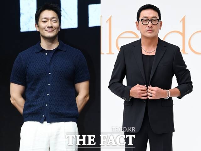 배우 손석구(왼쪽)와 하정우가 넷플릭스 새 영화 '보통사람들'로 호흡을 맞춘다. /더팩트 DB