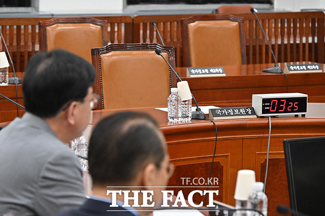 '야당 주도로 열린 정보위 전체회의' 비어있는 이종석 국가정보원장의 자리. /국회사진기자단