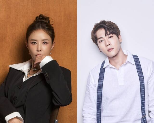 예비 부부인 코요태 멤버 신지(왼쪽)와 문원이 MBN '남의 집 귀한 가족'에 출연을 확정했다. /제이지스타