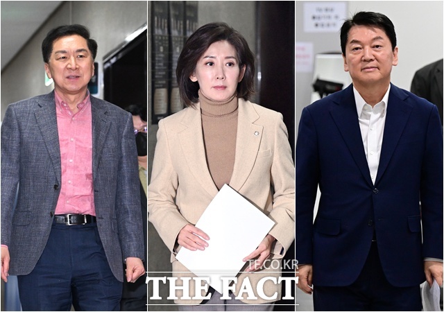 외부 인사 대신 당내 중진들을 구심점으로 삼는 방향을 택하려 했지만, 정작 당사자들이 합류를 망설이고 있다. 사진은 왼쪽부터. 김기현·나경원·안철수 의원. /더팩트 DB