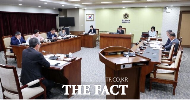 28일 충남도의회 행정문화위원회에서 시·군의원 선거구 획정안을 심사하고 있다. /충남도의회