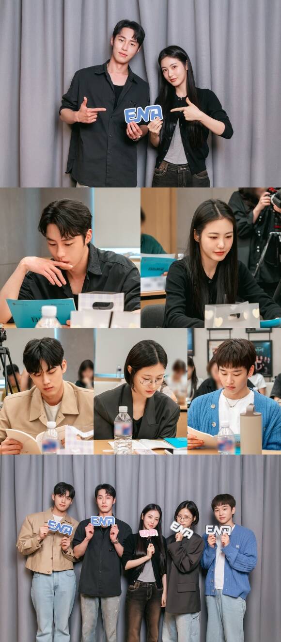 배우 이재욱 신예은 홍민기 이수경 김윤우 등이 출연하는 ENA 새 월화드라마 '닥터 섬보이'가 대본 리딩 현장을 공개하며 배우들의 케미를 예고했다. /ENA