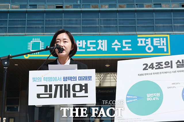 범진보 진영의 한 축인 진보당은 민주·혁신당과 달리 진보 진영 단일화를 적극 주장하며 전국 단위의 '당 대(對) 당' 연대 필요성을 강조하고 있다. 사진은 김재연 진보당 상임대표(경기 평택시을 국회의원 보궐선거 후보)가 지난달 24일 오전 경기 평택시청에서 열린 기자회견에 참석해 평택지원특별법 분석 결과를 발표하고 있는 모습. /진보당