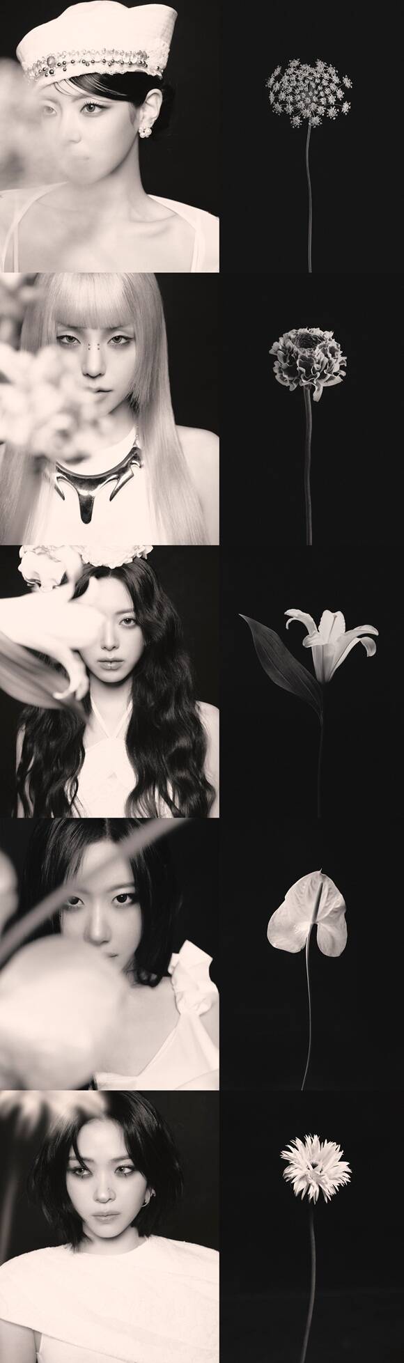 ITZY의 리아 예지 유나 채령 류진(위부터)은 5월 18일 오후 6시 새 미니앨범 'Motto'를 각 음악 사이트에 발매한다./JYP엔터테인먼트