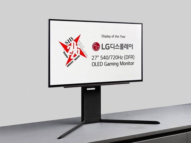 LG디스플레이 '27인치 540/720Hz (DFR) OLED 게이밍 모니터' 패널이 SID 올해의 디스플레이에 선정됐다. /LG디스플레이