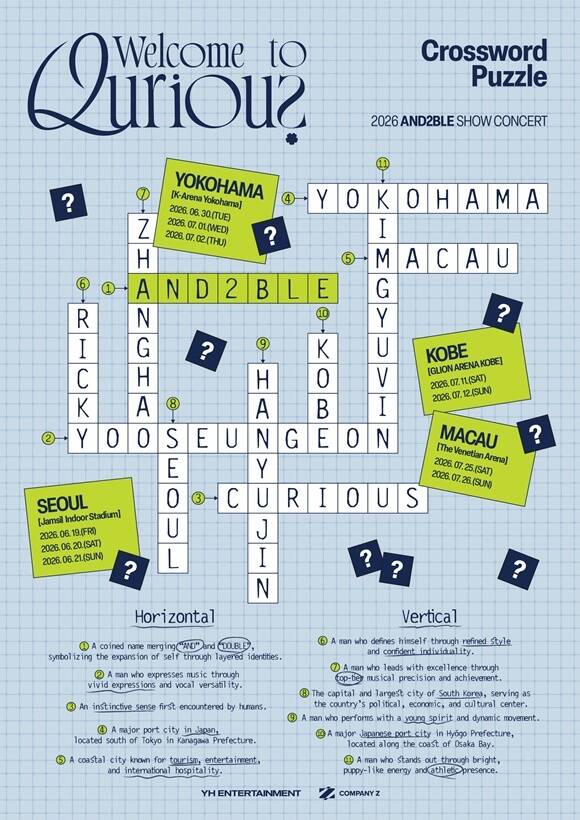그룹 앤더블의 쇼콘서트 '2026 AND2BLE SHOW CONCERT : Welcome to Qurious'는 오는 6월 19일 서울 공연으로 시작된다. /YH엔터테인먼트