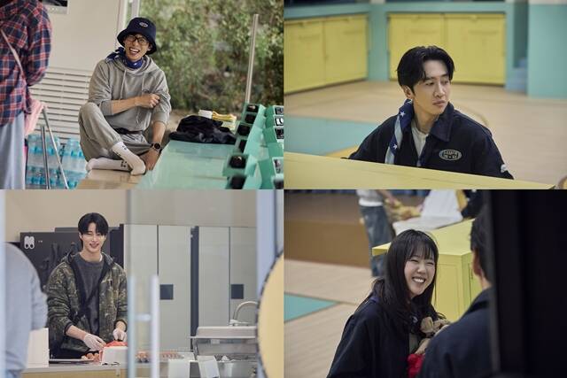 방송인 유재석, 배우 이광수 지예은 변우석(왼쪽 위부터 시계방향)이 넷플릭스 새 예능 '유재석캠프'로 호흡을 맞추는 가운데 네 사람의 케미를 엿볼 수 있는 스틸이 공개됐다. /넷플릭스