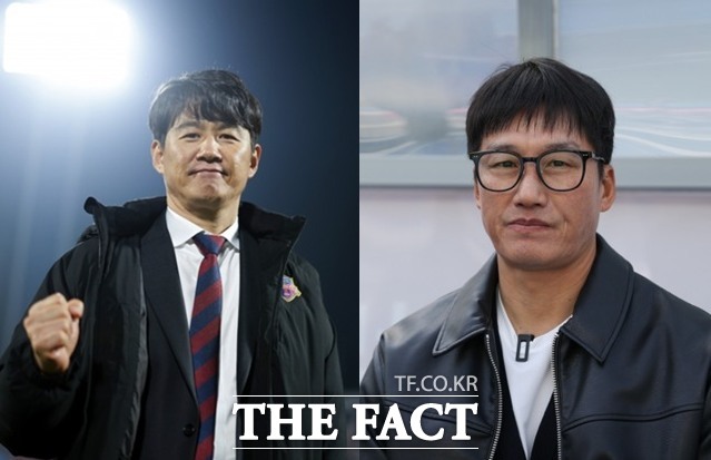 3일 오후 7시 수원종합운동장에서 사상 첫 K리그2 ‘수원 더비’를 펼치는 수원FC의 박태하 감독(왼쪽)과 수원 삼성의 이정효 감독./K리그