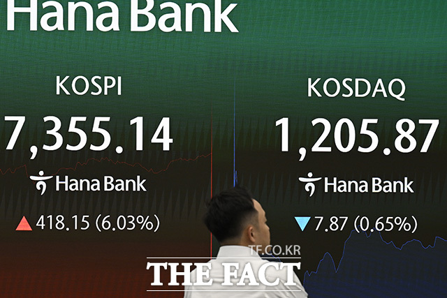 딜러들이 모니터를 바라보고 있다.