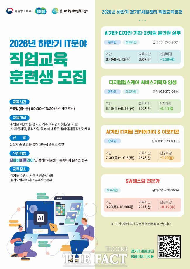 경기IT새일센터는 인공지능(AI) 기반의 정보기술(IT) 분야 직업교육훈련 4개 과정 홍보물. /경기도일자리재단