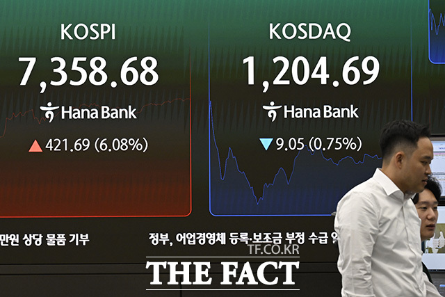 딜러들이 모니터를 바라보고 있다.