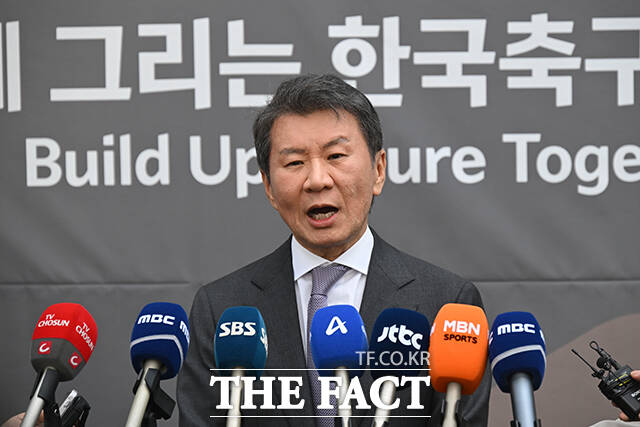  대한축구협회가 정몽규 회장(사진) 등에 대한 문화체육관광부의 중징계 요구가 적법하다는 서울행정법원의 1심 판결에 불복하고 6일 항소를 결정했다./더팩트 DB.