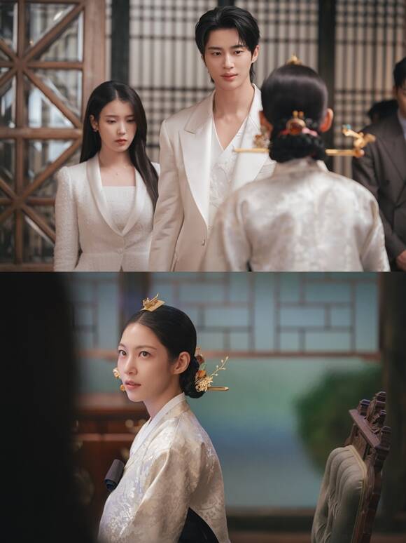 MBC 금토드라마 21세기 대군부인에서 배우 아이유(위 왼쪽)와 변우석이 위기를 겪는다. /MBC