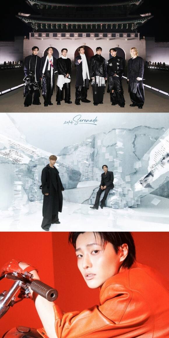 그룹 방탄소년단, 도겸x승관, 우즈(위쪽부터)가 더팩트 뮤직 어워즈 팬앤스타 TMA 베스트 뮤직 - 봄 톱3에 올랐다. /각 소속사