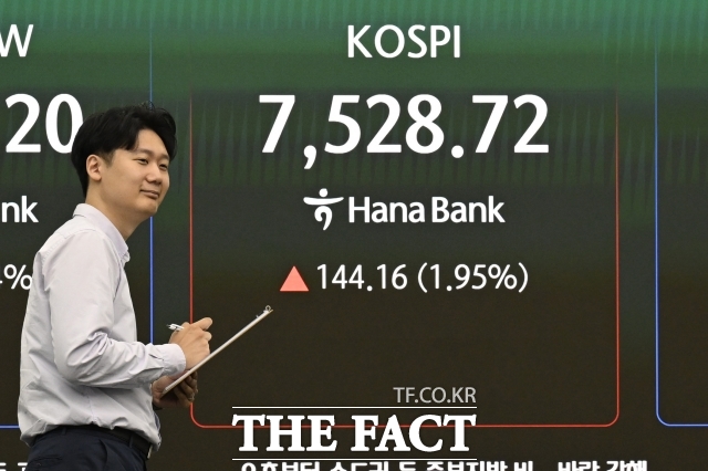 8일 한국거래소에 따르면 코스피는 전날보다 0.11% 상승한 7498.00에 장을 마감했다. 사진은 기사 내용과 무관함. /송호영 기