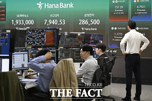 딜러가 거래를 하고 있다.