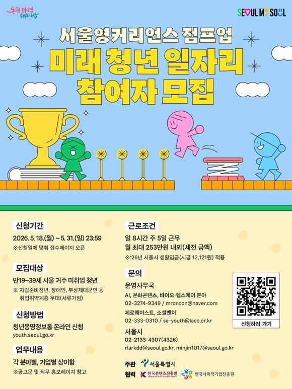 서울시가 '서영커 5단계 점프업-미래 청년 일자리 사업' 참여자를 모집한다. /서울시