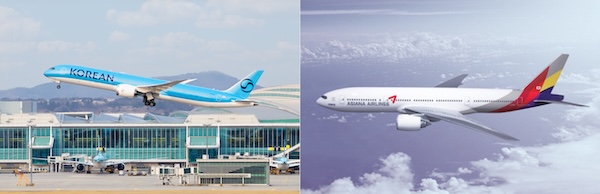 대한항공과 아시아나항공이 합병해 오는 12월 17일 '통합 대한항공'으로 새롭게 출범한다. /각사