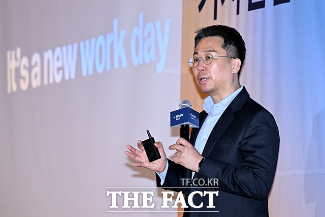 허정열 워크데이코리아 지사장이 14일 오전 서울 강남구 웨스틴 서울 파르나스에서 열린 ‘워크데이 엘리베이트 서울 2026’ 기자간담회에 참석해 인사말을 하고 있다. /서예원 기자