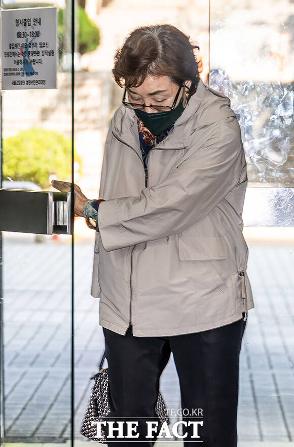 김건희 씨 모친 최은순씨(왼쪽)와 김건희 씨 오빠 김진우 씨가 15일 오전 서울 서초구 서울중앙지방법원에서 열린 특정경제범죄 가중처벌 등에 관한 법률 위반(배임) 등 혐의 관련 공판에 출석하고 있다. /박상민 기자
