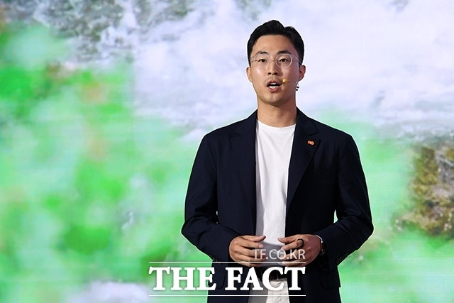 전병우 삼양식품 전무가 지난 2023년 9월 서울 종로구 누디트익선에서 열린 삼양라면 출시 60주년 기념 비전선포식에서 발언하고 있다. /더팩트DB