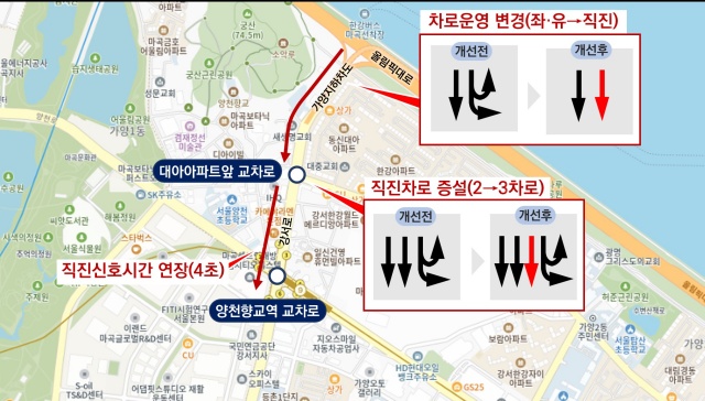 주요 통행로를 연결하는 직진 차로를 추가 확보하고, 신호 시간 증가 등 운영을 개선함으로써 그간 막막했던 운전자의 통행 불편이 완화될 것으로 기대된다. /서울시