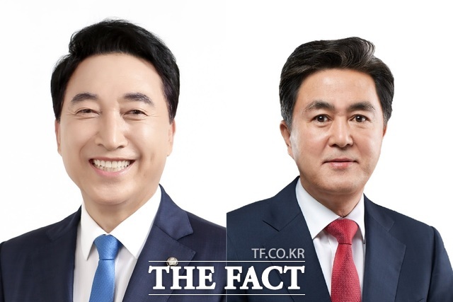 박수현 더불어민주당 충남도지사 후보(왼쪽)와 김태흠 국민의힘 충남도지사 후보. /더팩트 DB